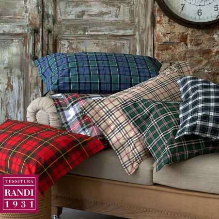 Completo Copripiumino letto Singolo Randi Clan 30 Tartan colore Verde Rosso