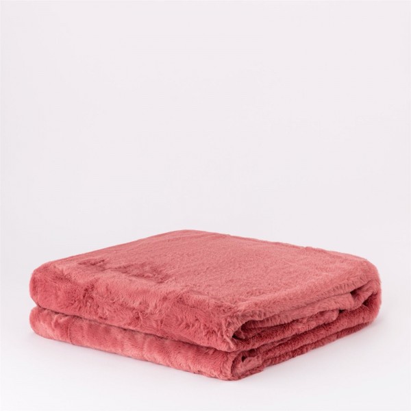 Plaid ecopelliccia letto Matrimoniale Carillo Riviera Furry colore Rosa loto