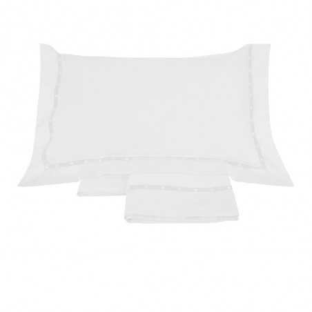 Completo lenzuola letto matrimoniale Borbonese Bon Ton colore Bianco