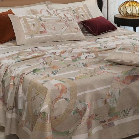 Completo lenzuola letto Matrimoniale Borbonese Liberty colore Perla