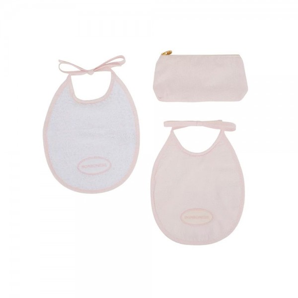 Trousse + 2 Bavaglini Borbonese Kids Op Kids colore Rosa Confetto