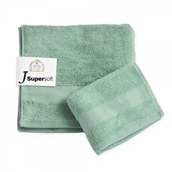 Coppia asciugamani viso + ospite Andrea Home JSuperSoft Verde Menta