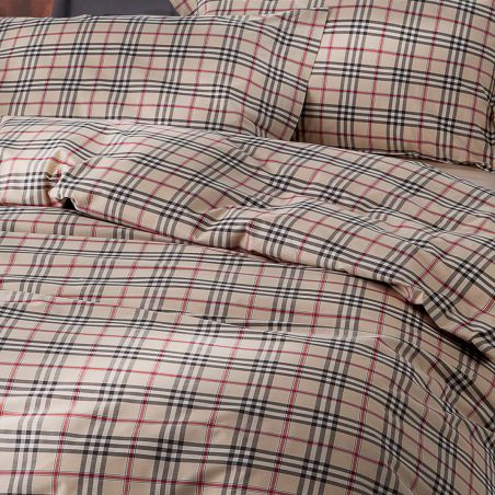 Completo Lenzuola letto Matrimoniale Randi Clan 32 Tartan colore Beige