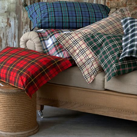 Completo Lenzuola letto Matrimoniale Randi Clan 32 Tartan colore Beige