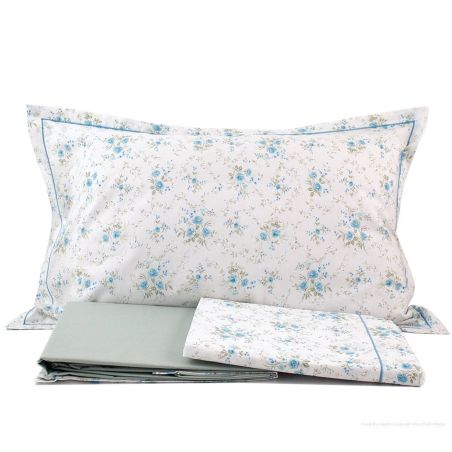 Completo lenzuola letto Singolo Fazzini Sevres colore Azzurro