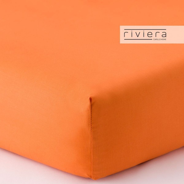 Completo Lenzuola letto Matrimoniale Carillo Riviera Milo colore Arancione Carota