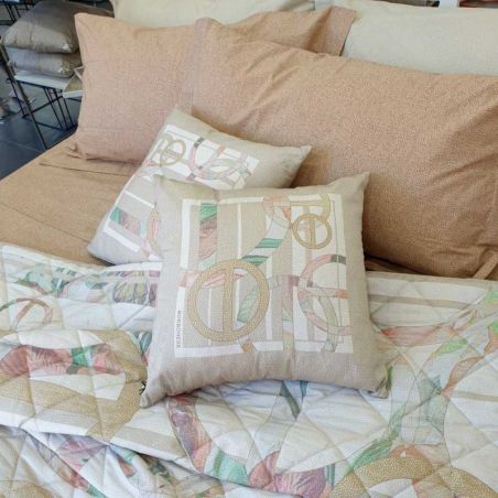 Completo lenzuola letto Matrimoniale Borbonese Liberty colore Beige