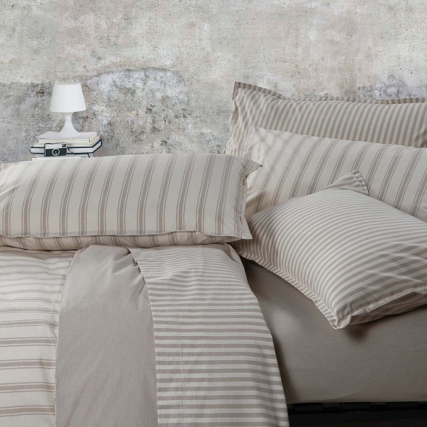 Lenzuolo letto singolo sotto con angoli Natura Jolie Motivo Chambray Beige