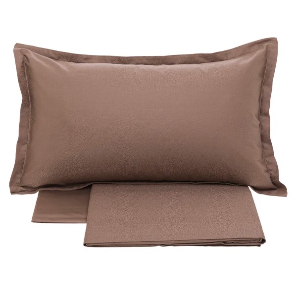 Completo lenzuola letto Matrimoniale in Raso Borbonese Royal colore Marron Glace