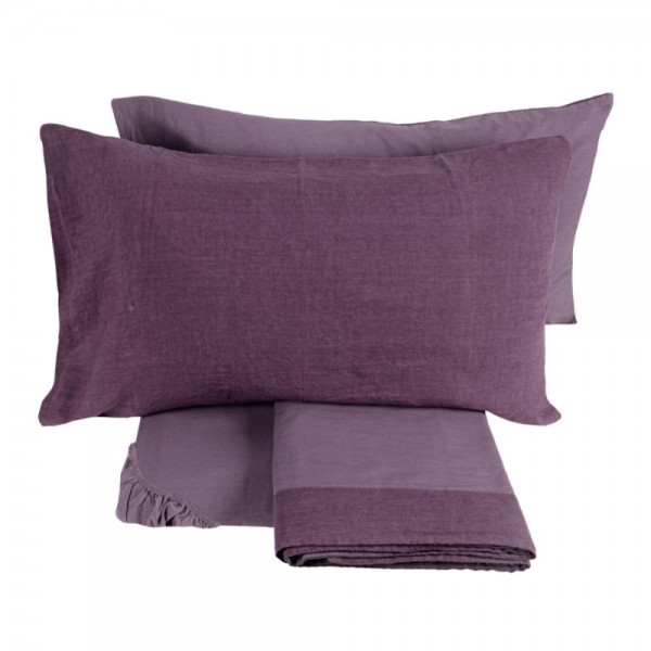 Completo Lenzuola letto Matrimoniale Fazzini Incontri colore Purple