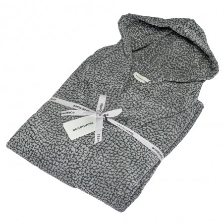 Accappatoio Unisex con Cappuccio Borbonese Twist OP colore Grigio