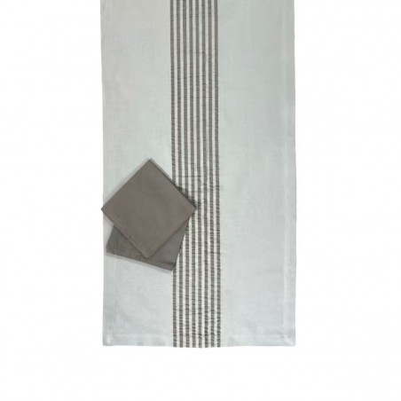 Runner da Tavolo in 100% cotone tinto filo 50x150 cm con 2 tovaglioli Cavalieri Ingrid colore Grigio.