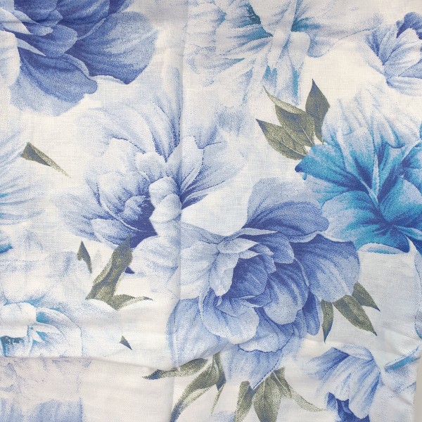 Telo arredo Copritutto letto Matrimoniale 250x250 cm 100% puro Cotone egiziano Morbido - Stampa 3D PEONY colore Blu