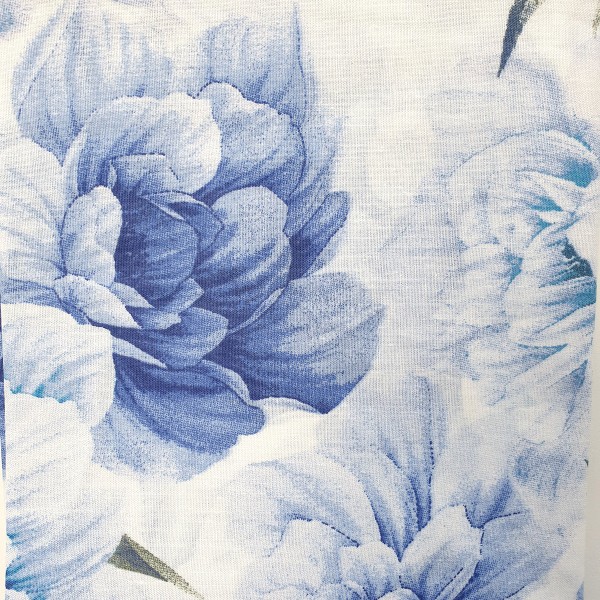 Telo arredo Copritutto letto Matrimoniale 250x250 cm 100% puro Cotone egiziano Morbido - Stampa 3D PEONY colore Blu