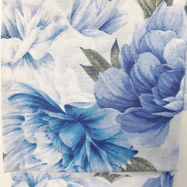 Telo arredo Copritutto letto Singolo 170x250 cm 100% puro Cotone egiziano Morbido - Stampa 3D PEONY colore Blu