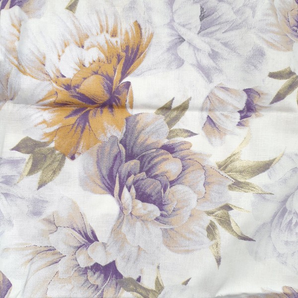 Telo arredo Copritutto letto Matrimoniale 250x250 cm 100% puro Cotone egiziano Morbido - Stampa 3D PEONY colore Viola