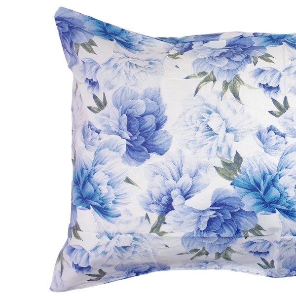 Completo Lenzuola letto Singolo Peony colore Blu