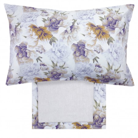 Completo Lenzuola letto Singolo Peony colore Viola