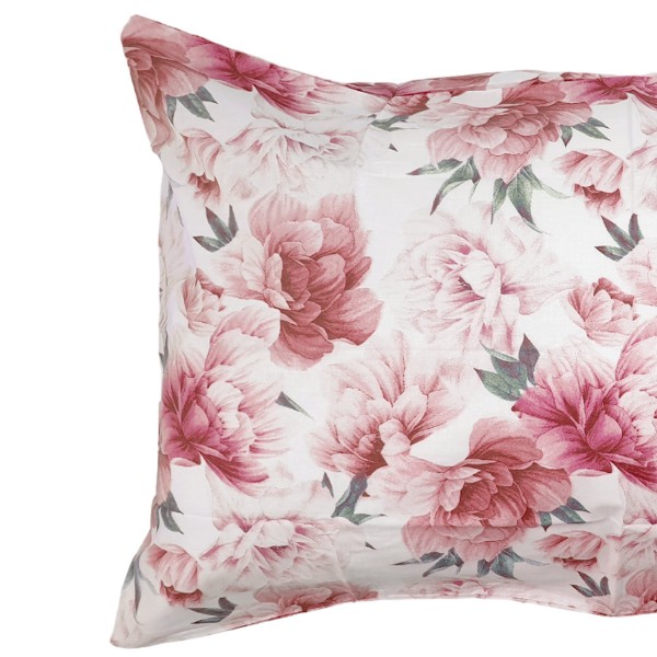 Completo Lenzuola letto Matrimoniale Peony colore Rosso