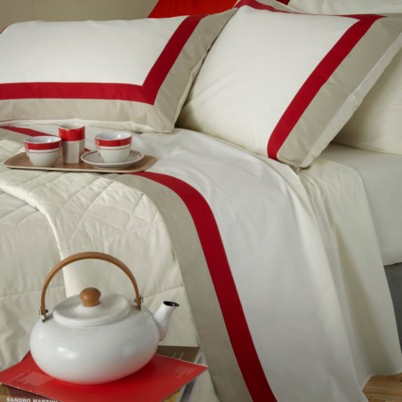 Completo Lenzuola Letto Matrimoniale Camillatex Ever Colore Bianco-Rosso