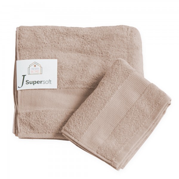 Coppia asciugamani viso + ospite Andrea Home JSuperSoft Beige